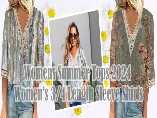 3/4 sleeve tops for women