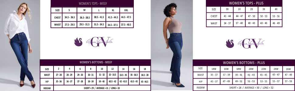 Gloria Vanderbilt America''s original women''s designer jean missy petite plus body measurement chart