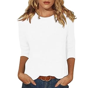 3/4 length sleeve womens tops