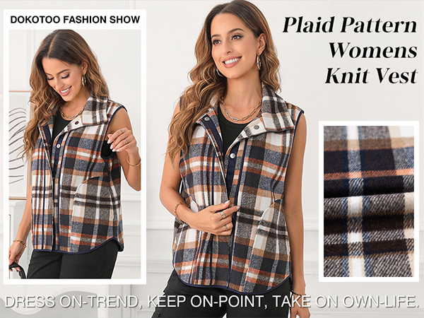 Dokotoo Womens Plaid Vest