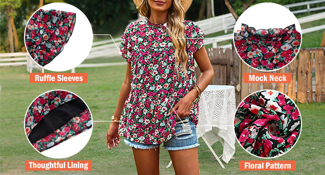 Women''s Casual Boho Floral Print V Neck Long Sleeve Loose Blouses Shirts Tops