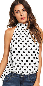 Sleeveless Tie Neck Blouse Top