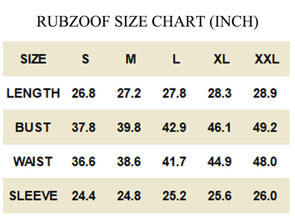 RUBZOOF women tops Size Chart