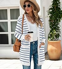 Stripe Boho Open Front Cardigan