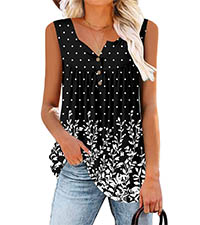 tank top sleeveless shirt summer top floral top black top henley blouse