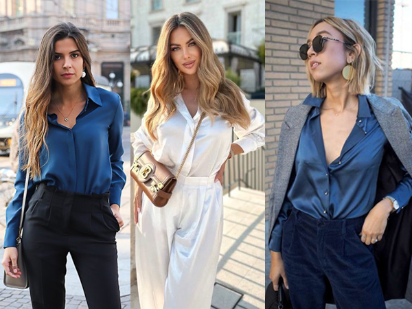 satin button down shirts for women