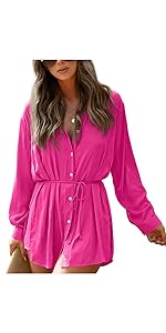 Womens Button Down Shirts Mini Dress with Shorts