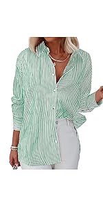 Womens Striped Button Down Shirts