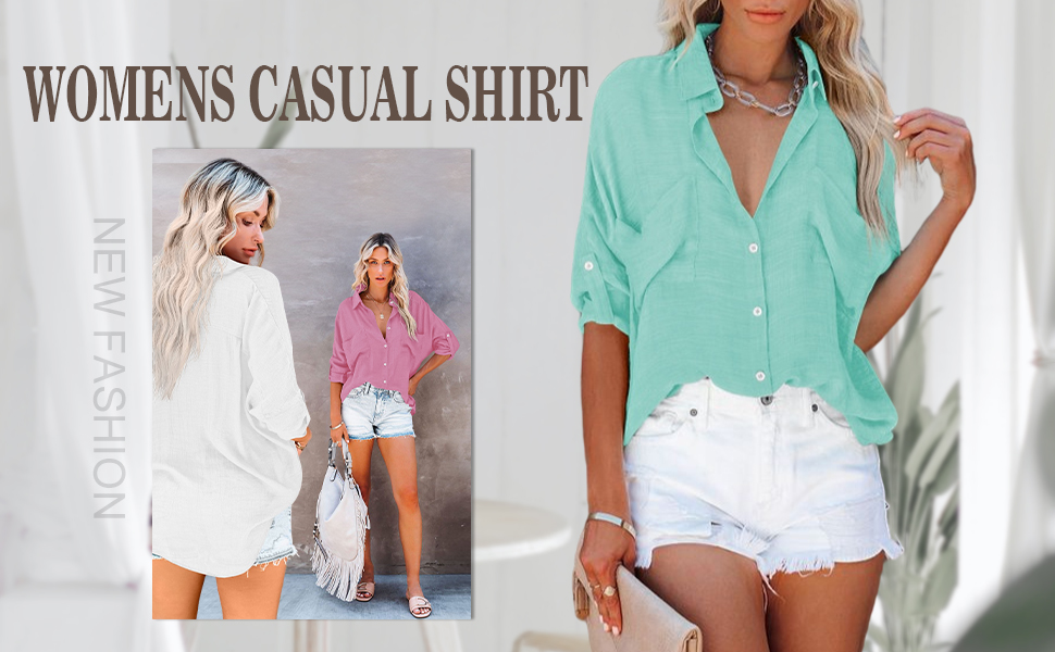 Womens Casual Button Shirt