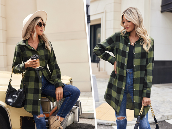 long plaid jackets for women