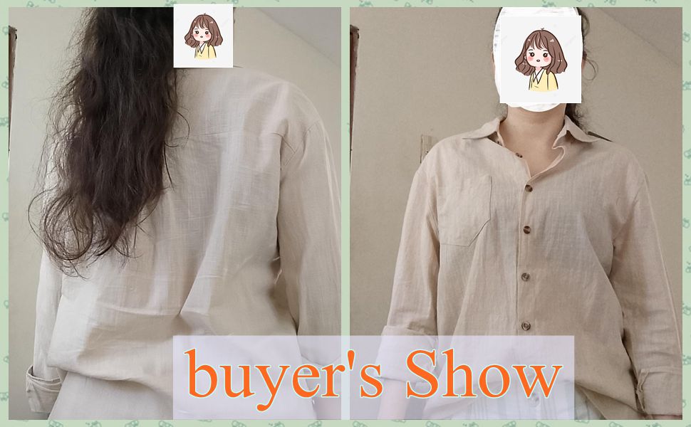 buyer''s show Cotton Linen Shirts Button Down Blouse