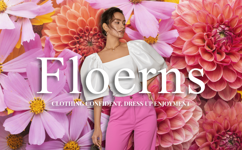 Floerns Women''s Square Neck Puff Short Sleeve Elegant Blouse Crop Top