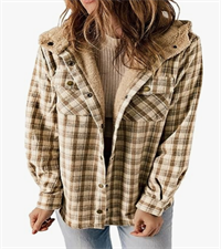 Fleece Hooded Plaid Coats