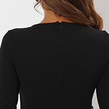 Allegra K Peplum Top for Women''s Round Neck 3/4 Sleeve Belted Elegant Work Blouse