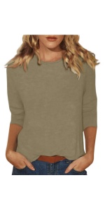 3/4 Length Sleeve Womens Tops