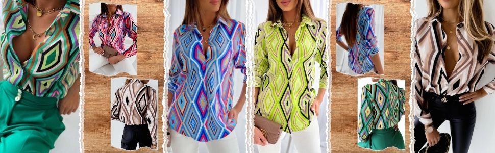 Blouses for Women Fashion, Long Sleeve Button Down Shirts Dressy Casual Tops