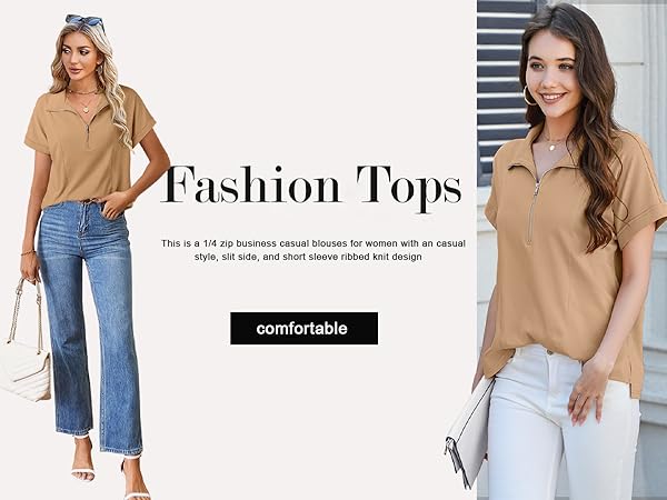 womens blouses dressy casual short sleeve tops v neck trendy tunic shirts