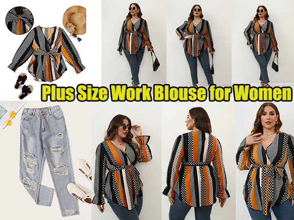 fashion autumn fall winter business workwear work top for women plus size