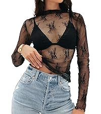 mock neck lace top