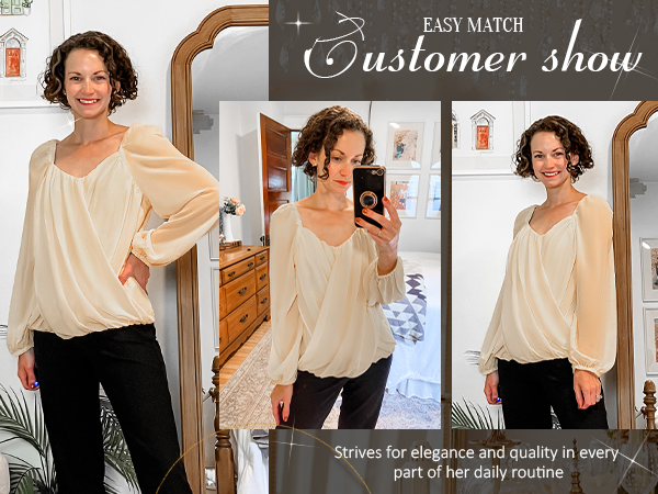  GRACE KARIN Women casual tops long sleeve