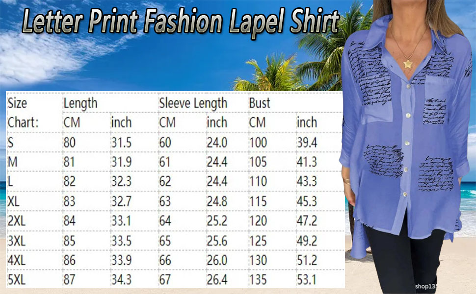 Letter Print Fashion Lapel Shirt