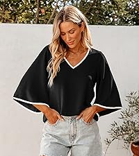 3/4 length sleeve womens tops