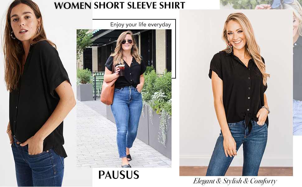 black button up shirt women