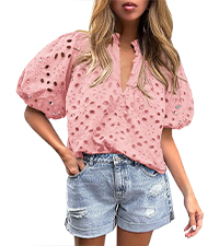 Going Out Tops Dressy Lace Tops Hollow Out Shirts Summer Tops Casual Babydoll Tops Eyelet Tops