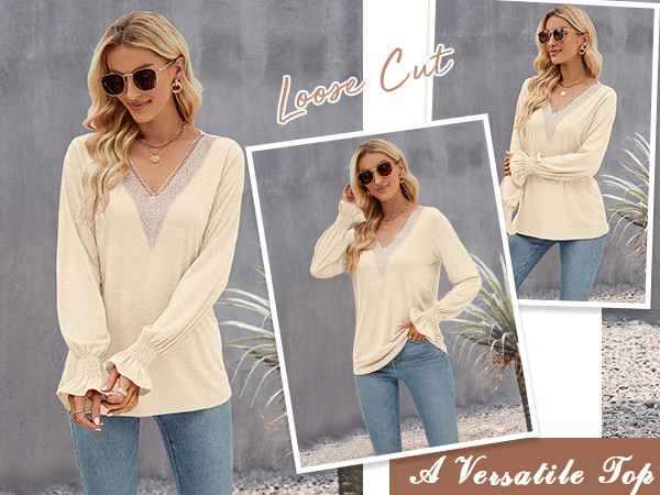 Lace V Neck Long Sleeves For Women