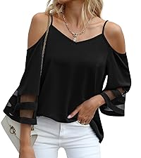 summer cold shoulder loose shirt