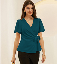 Short Sleeve Flutter Chiffon Blouse