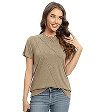 Anyproud Womens Summer Casual Shirts Short Sleeve Dressy Tops Blouses Trendy Pleated Tunic