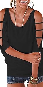 black summer sexy cold shoulder tops