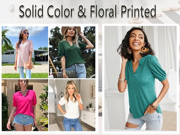 womens tops short sleeve casual summer blouses puffy t-shirts