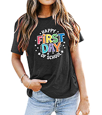 Happy First Day of School Shirt Women Back to School Tshirt Teacher Shirts