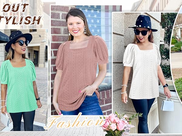 Short Sleeve Shirts Women 2023 Summer Tunic Tops to Wear with Leggings