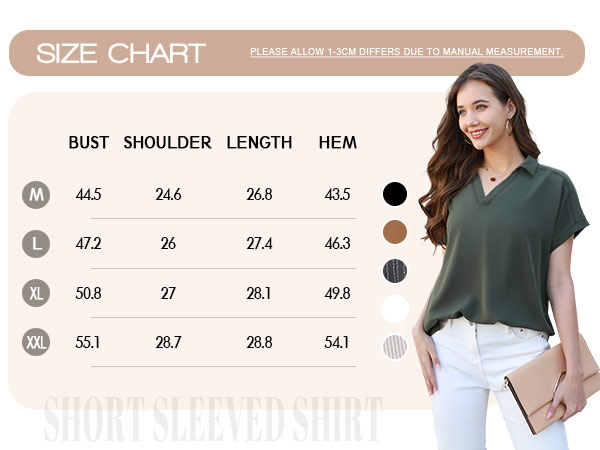 Timeson Women''s Short Sleeve Chiffon Blouses Office Work Dress Shirts Business Casual Tops