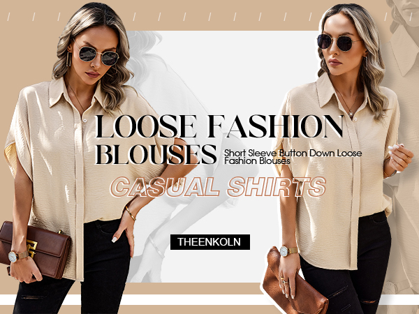 loose fashion button up shirts for women