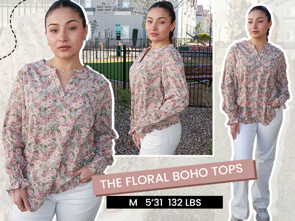 boho floral tops