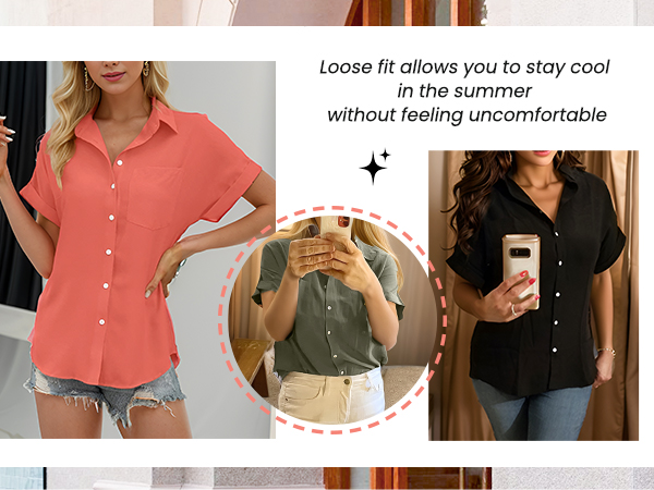 womens summer button down shirts 2024 pair with jeans, legging, shorts, skirts, necklaces jewelry