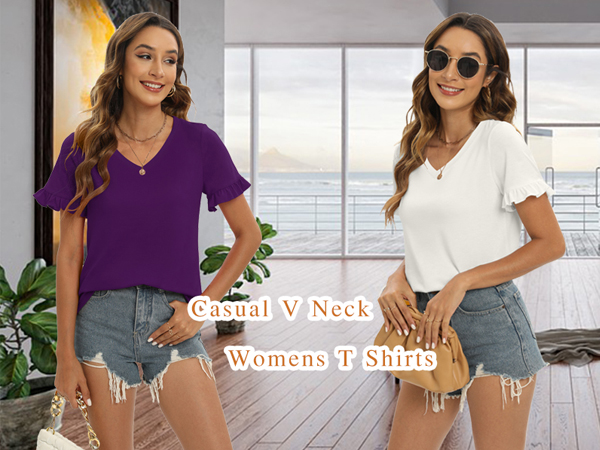 v neck tops for women loose fit