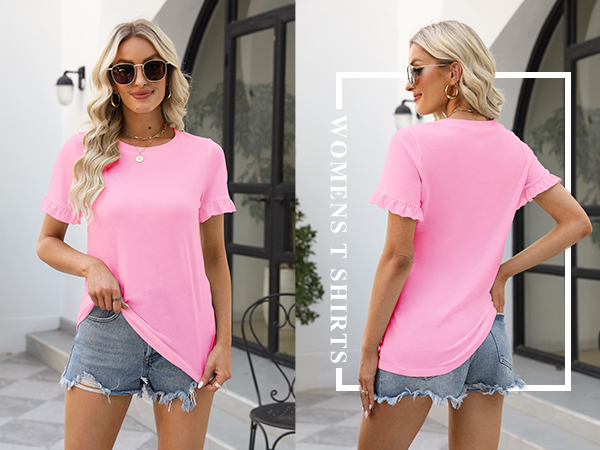 pink t shirts for women loose fit