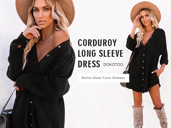 Women Corduroy shirts dress for women fashion fall 2023