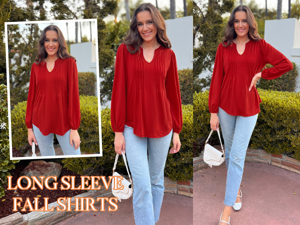 red long sleeve tops