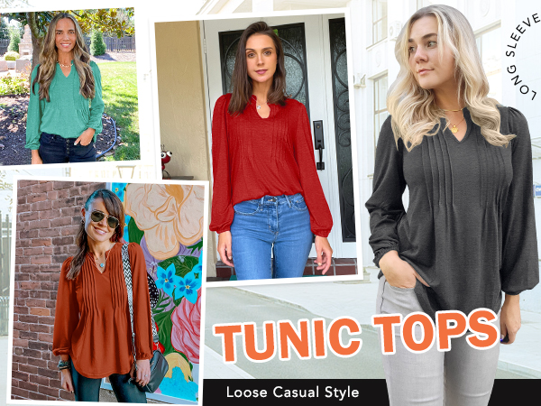 long sleeve tunic tops for women