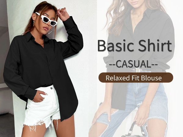 women button down shirt basic blouse