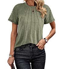 womens tops dressy casual loose lace tops short sleeve tops for women pleated elegant work shirts