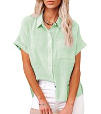 short sleeve button down shirt women