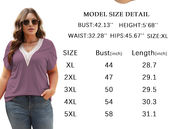 Plus Size V Neck T Shirts Women