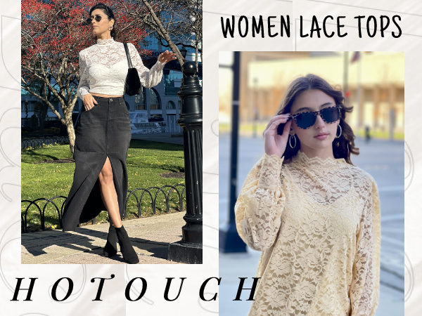 Lace Tops Long Sleeve Mock Neck Casual Elegant Blouses Shirts with Separable Camisole Sexy 2 PCS Set